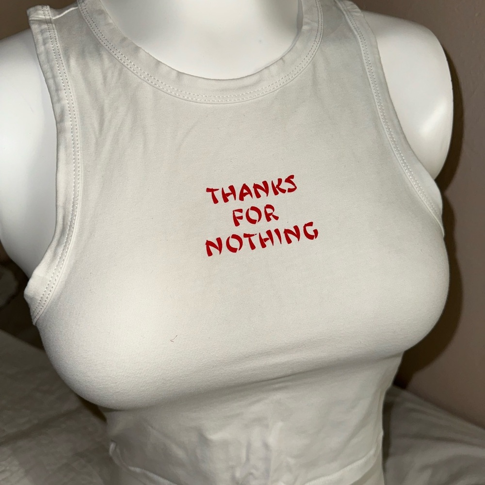 Forever 21 White Tank Top with Red Text